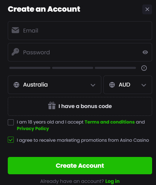 Asino sign up